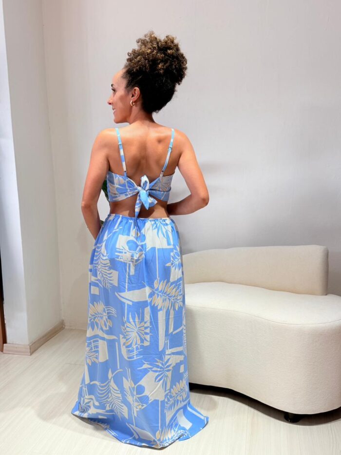 vestido tropical azul vestido tropical azul